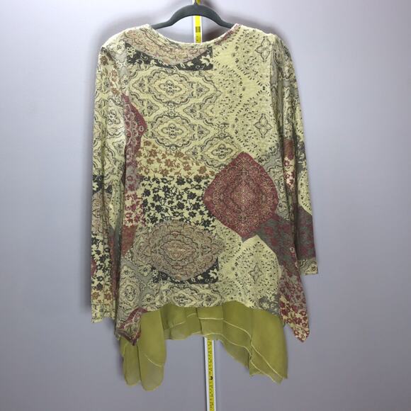 Tempo Paris Patchwork Mohair Blend Layered Hem Tunic Top XL - Picture 2 of 3